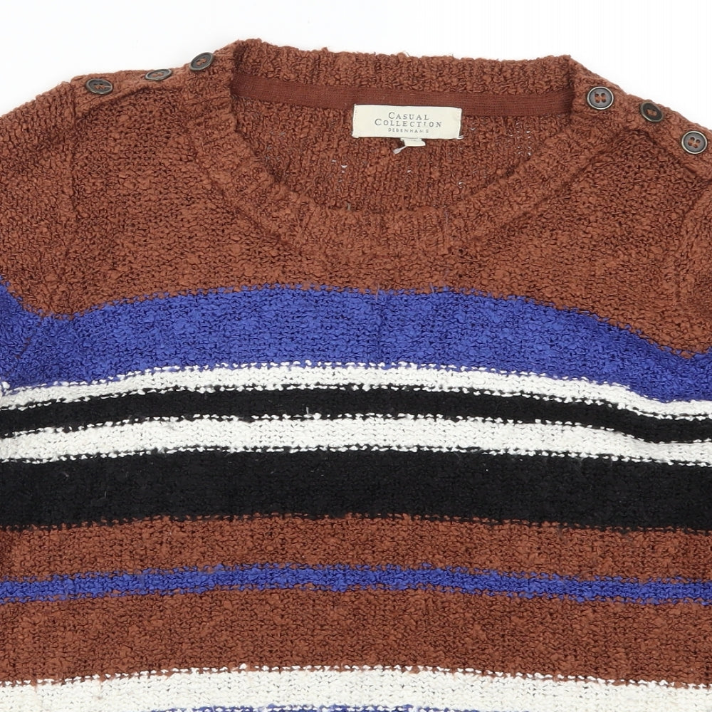 Debenhams Womens Brown Striped  Pullover Jumper Size 12  - Blue