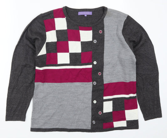 Autonomy Womens Grey   Pullover Jumper Size M  - Pink Colourblock