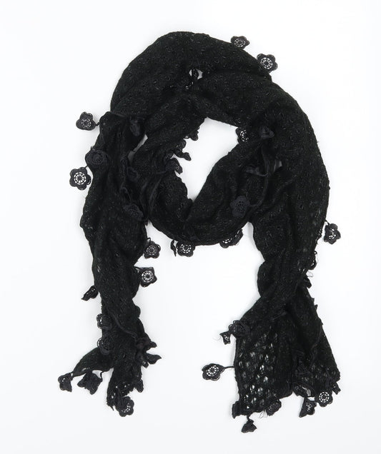Preworn Womens Black    Scarf   - Fabric Flowers