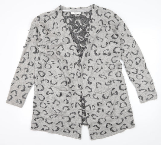 Marks and Spencer Womens Grey Animal Print Knit Cardigan Jumper Size S