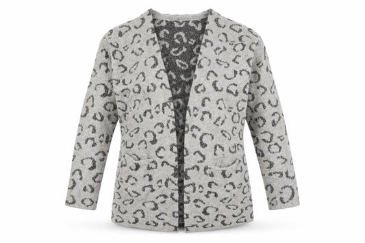 Marks & Spencer Womens Grey Animal Print Knit Cardigan Jumper Size S