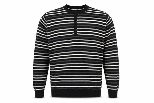 Next Mens Black Striped Knit Pullover Jumper Size M