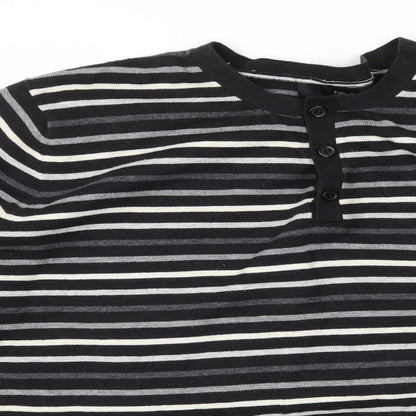 Next Mens Black Striped Knit Pullover Jumper Size M