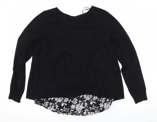 George Womens Black Floral Knit Pullover Jumper Size 8