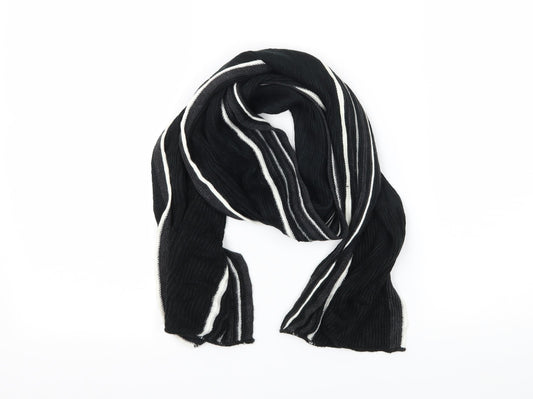 Preworn Mens Black Striped Knit Rectangle Scarf Scarf One Size