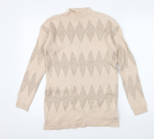 Matalan Womens Pink Geometric Knit Pullover Jumper Size S