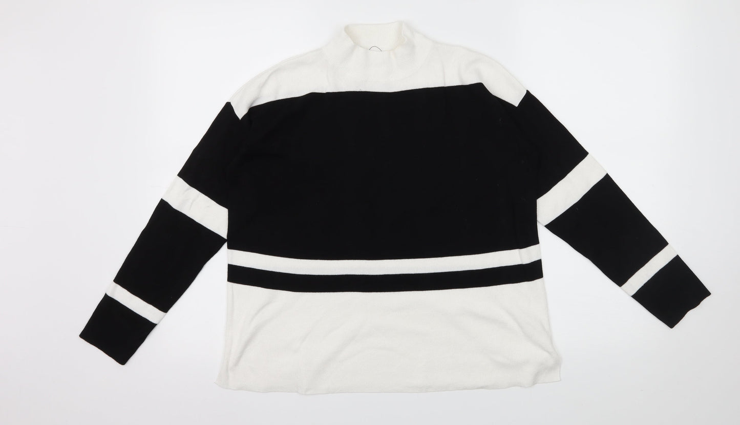 Papaya Womens White Striped Knit Pullover Jumper Size M