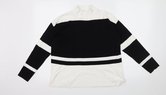 Papaya Womens White Striped Knit Pullover Jumper Size M