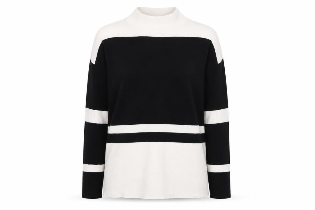 Papaya Womens White Striped Knit Pullover Jumper Size M