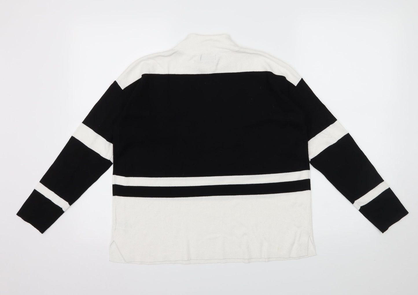 Papaya Womens White Striped Knit Pullover Jumper Size M