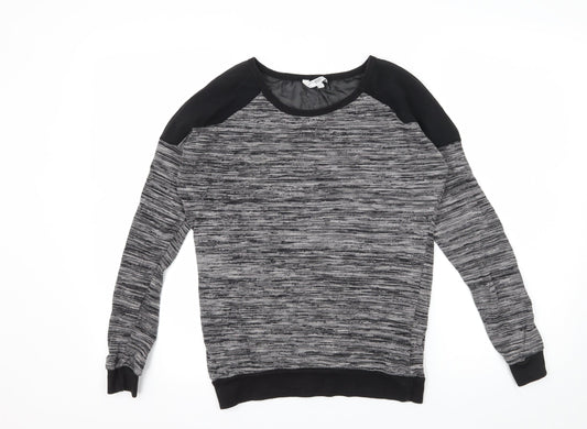 New Look Womens Grey Striped Knit Pullover Jumper Size 8