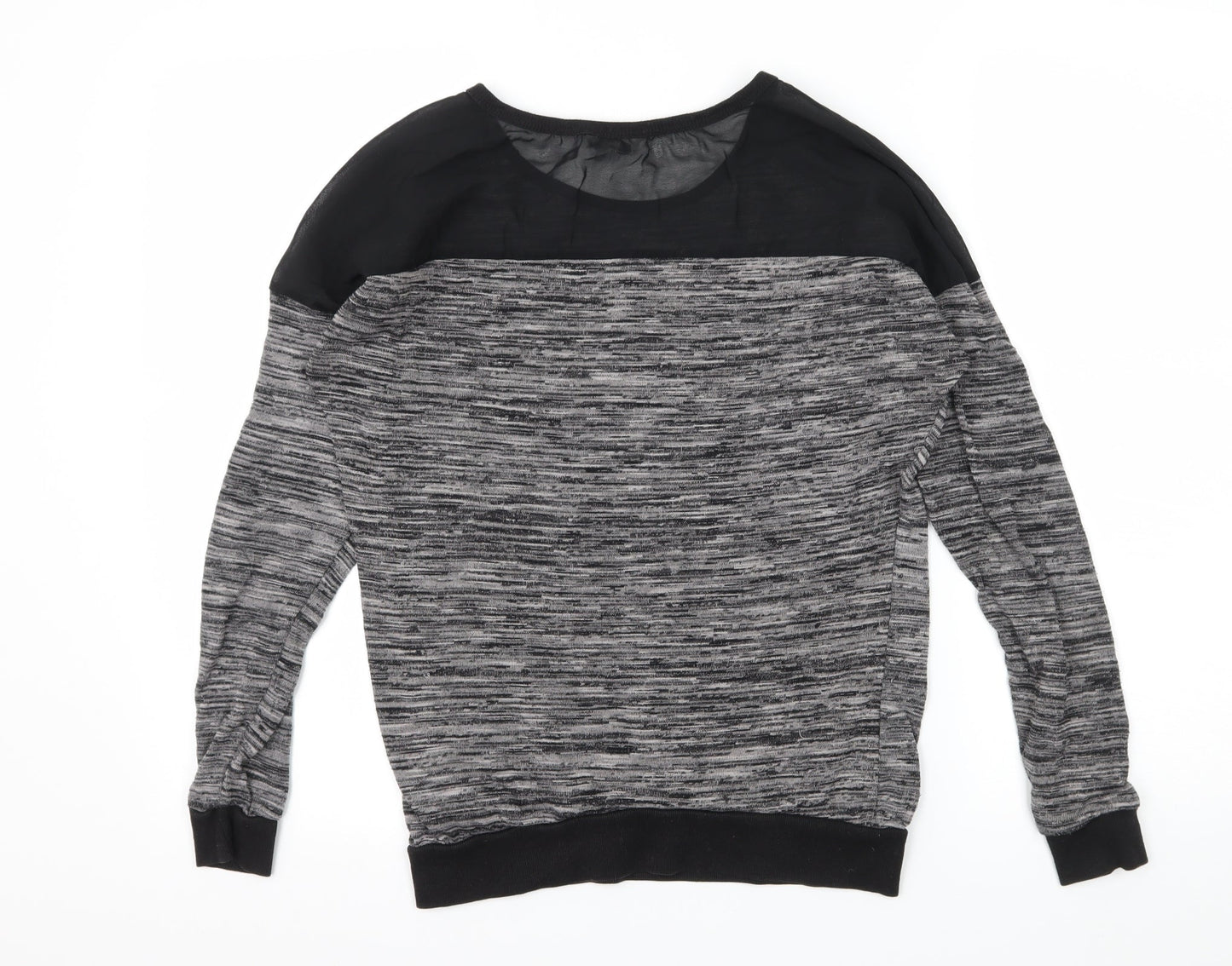 New Look Womens Grey Striped Knit Pullover Jumper Size 8