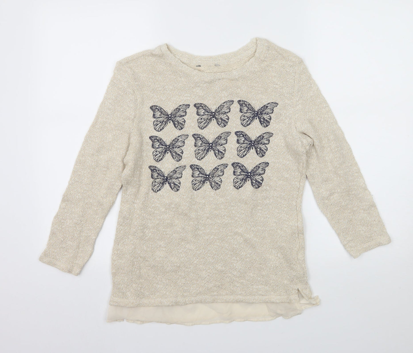 TU Womens Ivory  Knit Pullover Jumper Size 8  - Butterflies