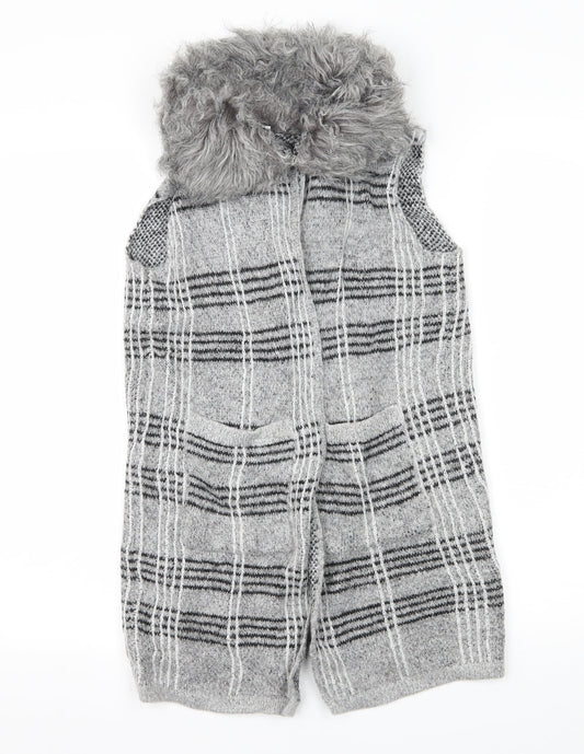 Primark Girls Green Check Knit Cardigan Jumper Size 11-12 Years