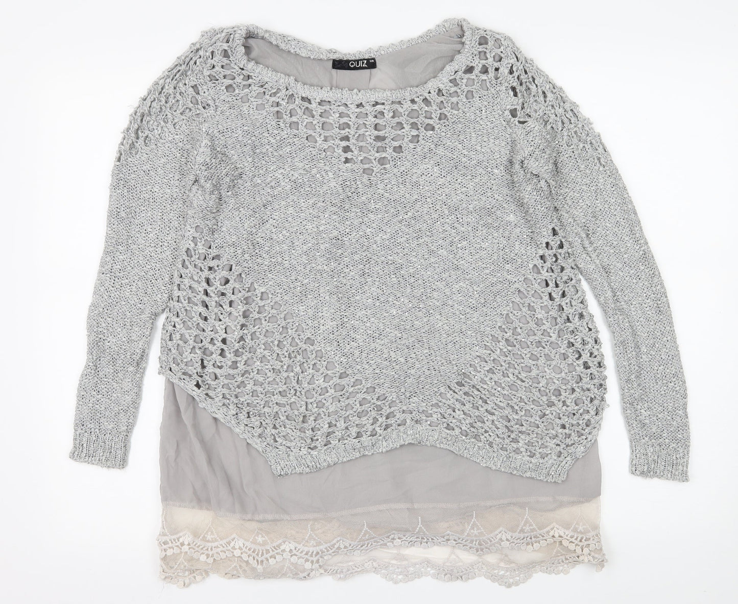 Quiz Womens Grey  Knit Basic Blouse Size S