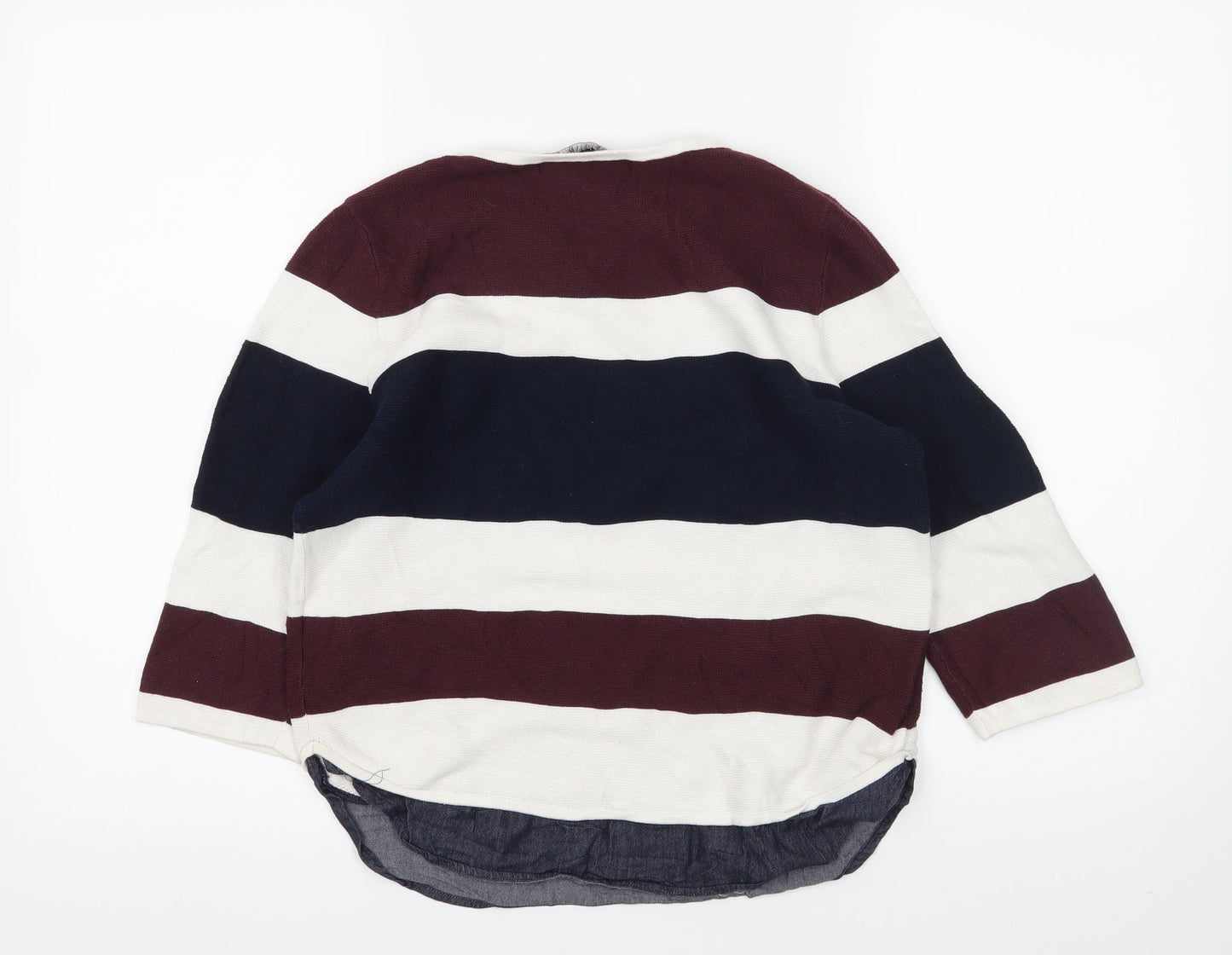 Principles Womens White Striped Knit Pullover Jumper Size 12