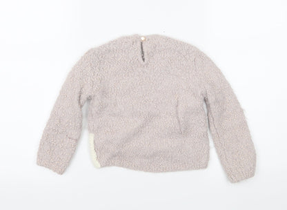 Preloved Preworn Girls Pink  Knit Pullover Jumper Size 2 Years  - Cat - Back