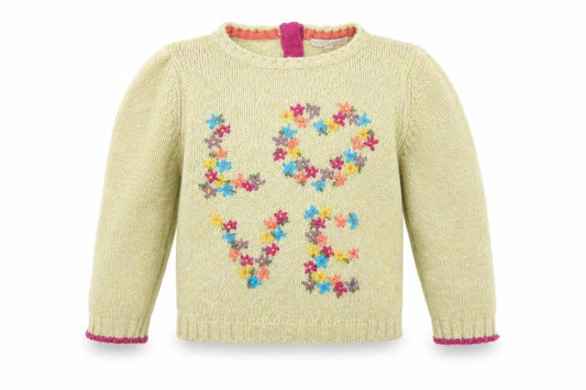 Indigo Girls Green Floral Knit Pullover Jumper Size 5-6 Years  - Love