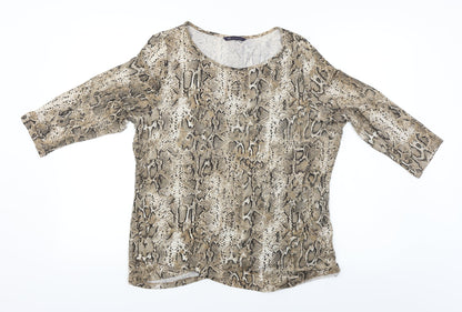 Preloved Marks and Spencer  Womens Beige Animal Print  Pullover Jumper Size 18 - Front