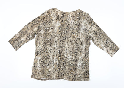 Preloved Marks and Spencer  Womens Beige Animal Print  Pullover Jumper Size 18 - Back