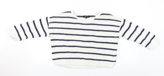 New Look  Girls White Striped  Pullover Jumper Size 12-13 Years