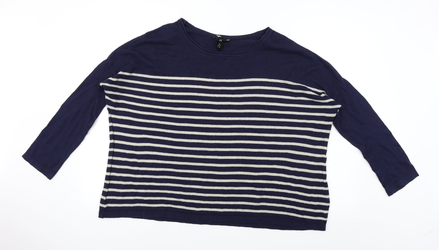H&M  Womens Blue Striped  Pullover Jumper Size M