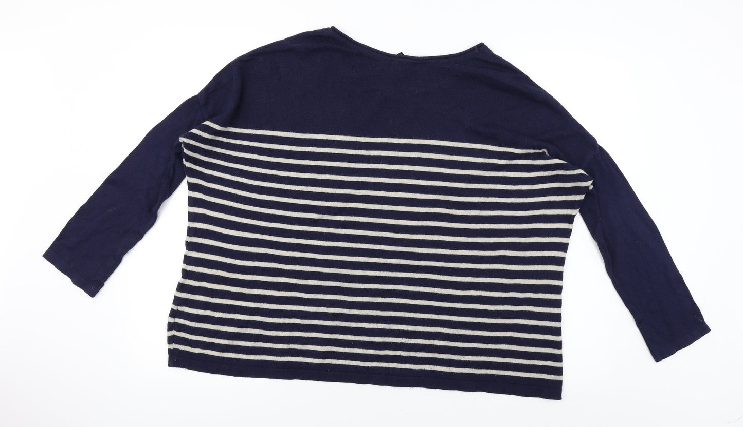 H&M  Womens Blue Striped  Pullover Jumper Size M