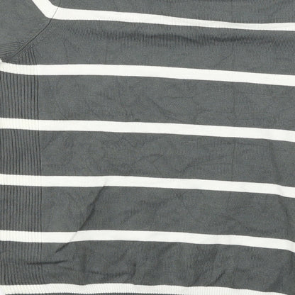 Preloved Debenhams  Womens Grey Striped  Pullover Jumper Size 14 - Label