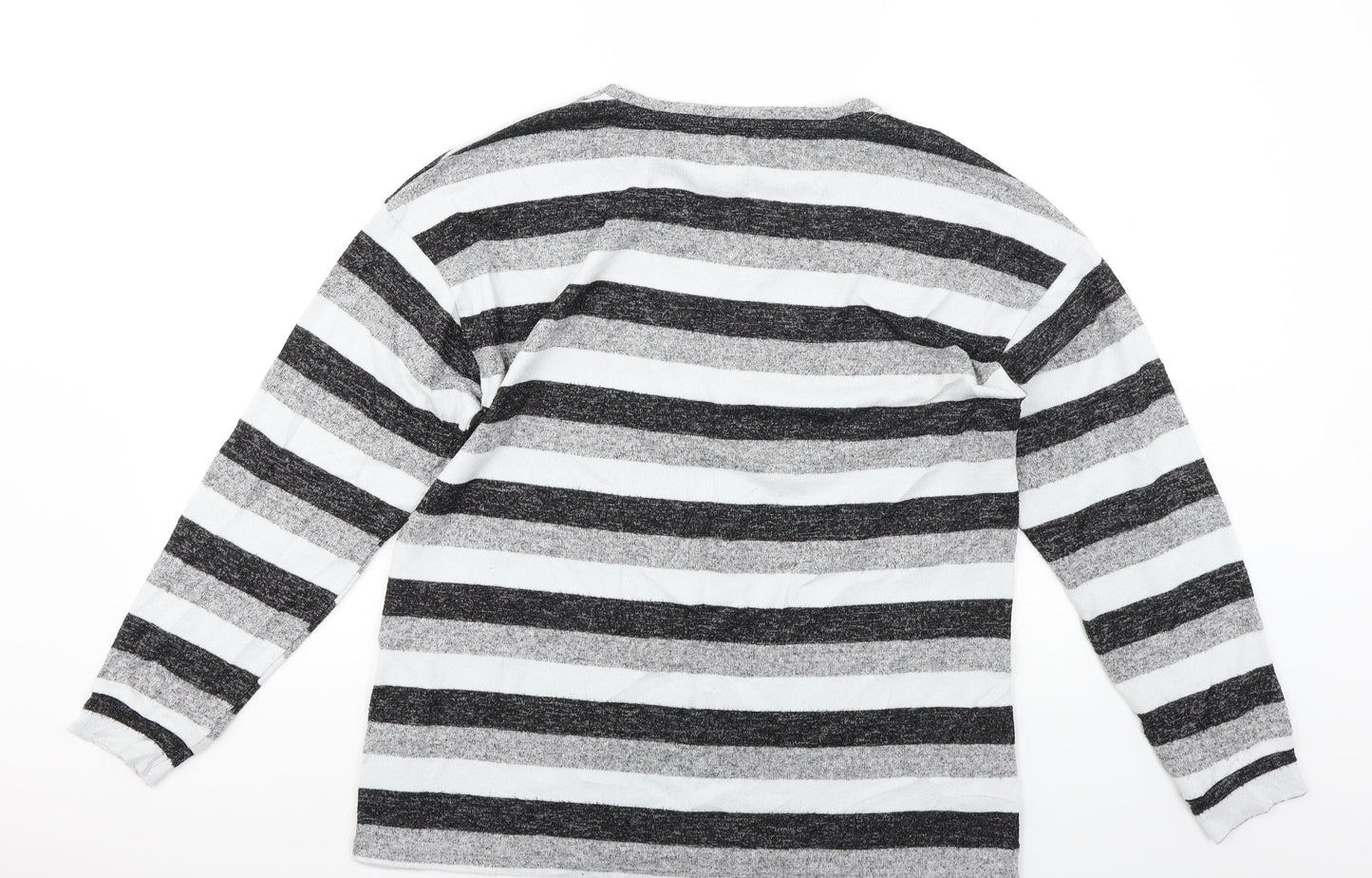 Peacocks Womens Grey Striped  Pullover Jumper Size 12