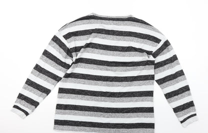Peacocks Womens Grey Striped  Pullover Jumper Size 12