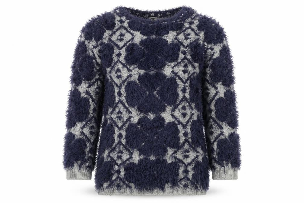 B.YU Girls Blue Colourblock  Henley Jumper Size XS  - fluffy