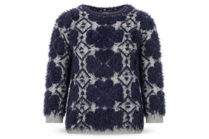 B.YU Girls Blue Colourblock  Henley Jumper Size XS  - fluffy