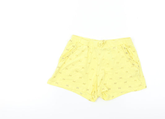 H&M Girls Yellow   Bermuda Shorts Size 10 Years - butteflies
