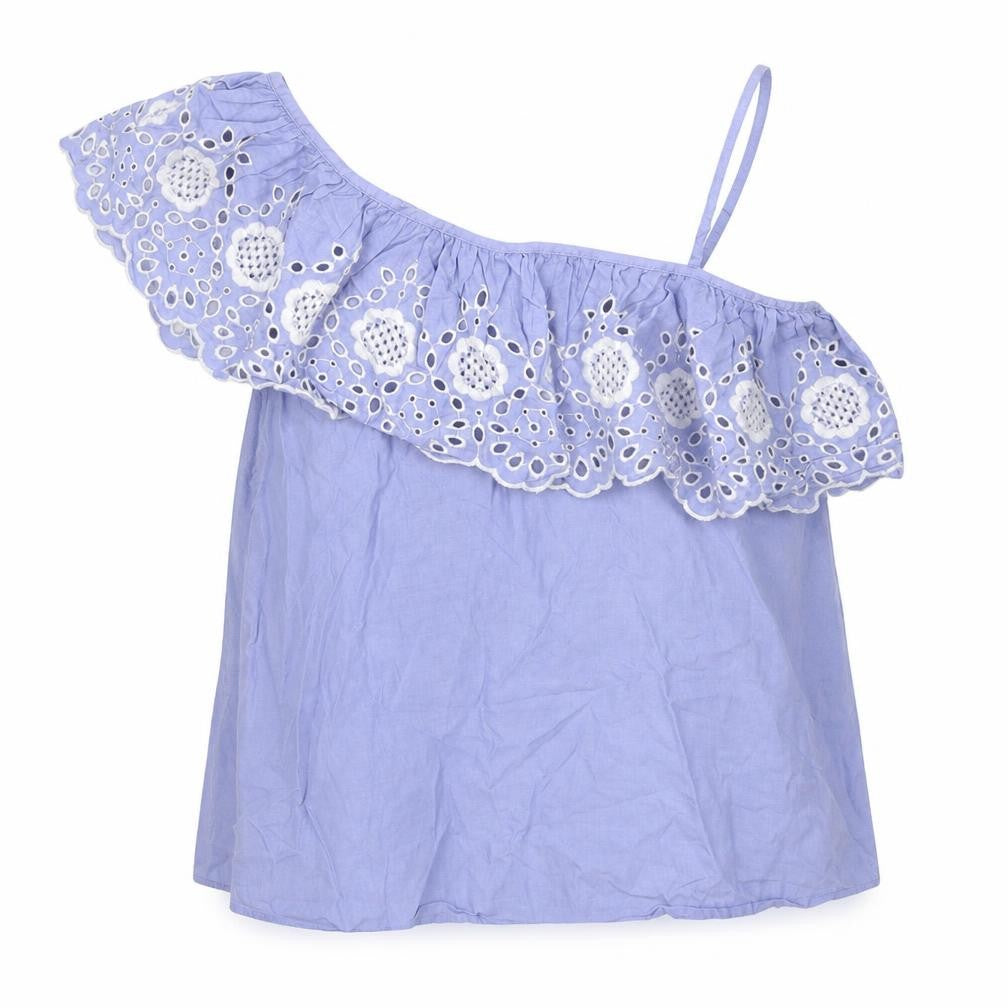 Miss Selfridge Womens Blue Floral  Basic T-Shirt Size 8