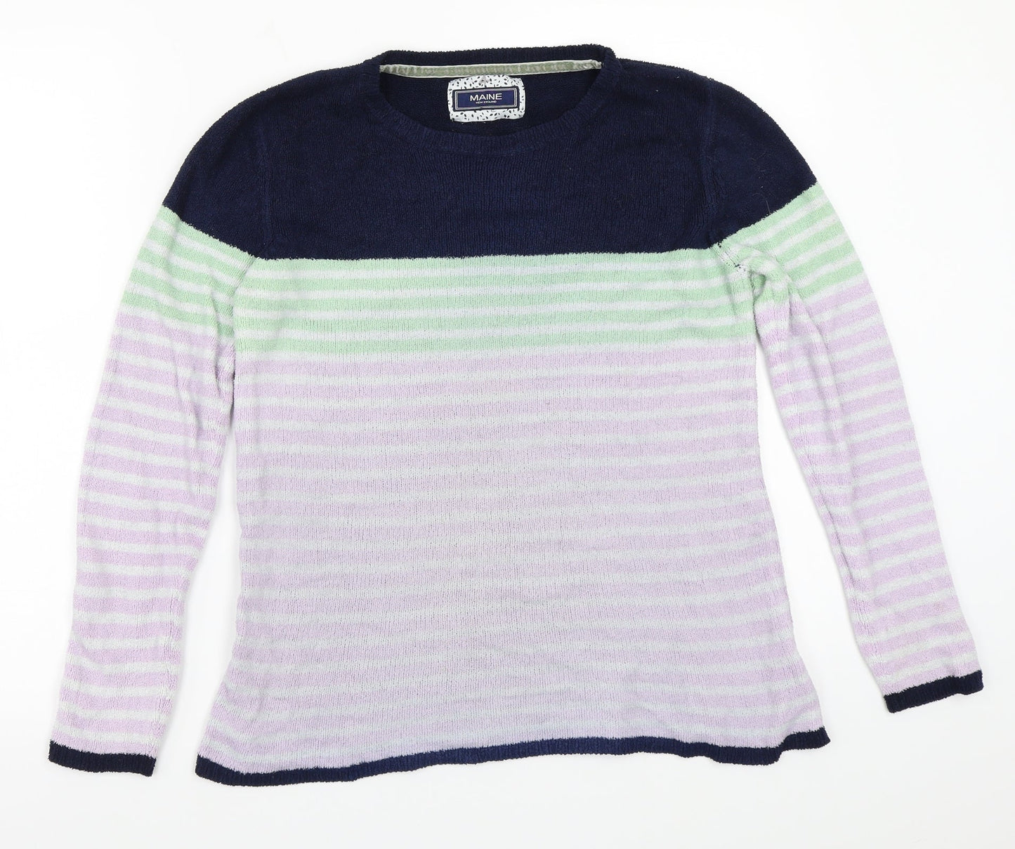Maine Womens Purple Striped  Pullover Jumper Size 10