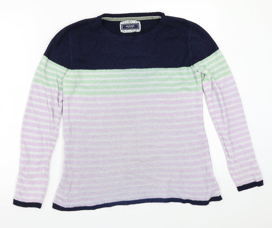 Maine Womens Purple Striped  Pullover Jumper Size 10