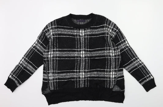 Marks and Spencer Womens Black Check Knit Pullover Jumper Size M