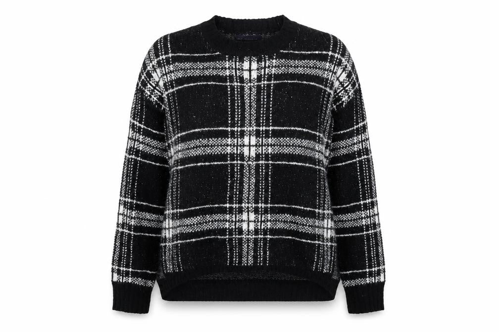 Marks & Spencer Womens Black Check Knit Pullover Jumper Size M