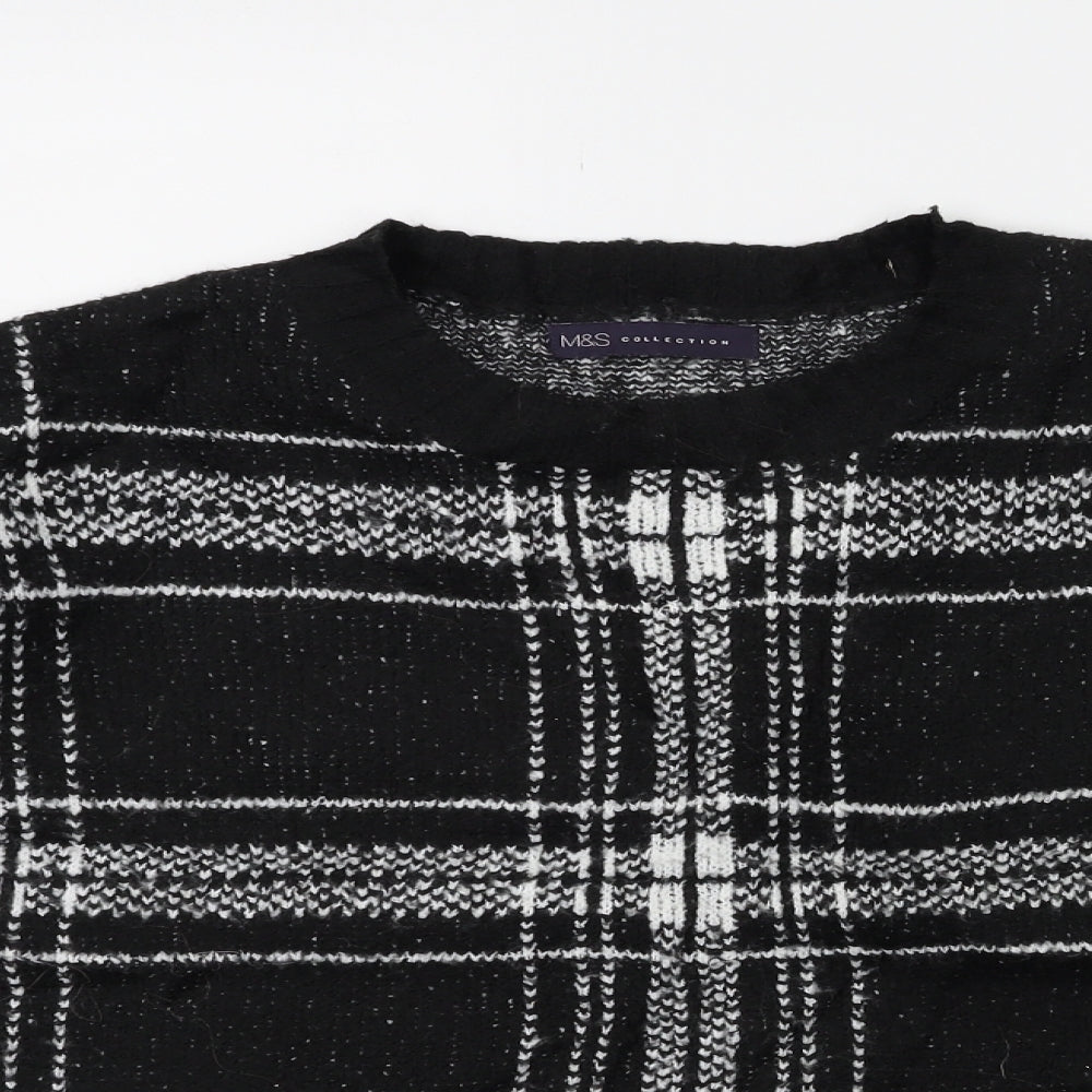 Marks and Spencer Womens Black Check Knit Pullover Jumper Size M