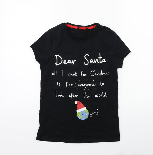 George Boys Black   Basic T-Shirt Size 11-12 Years  - chrismas