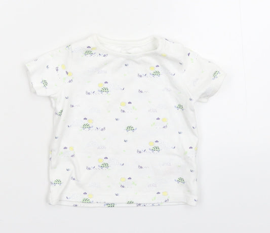 Fred & Flo Baby White Floral  Basic T-Shirt Size 3-6 Months