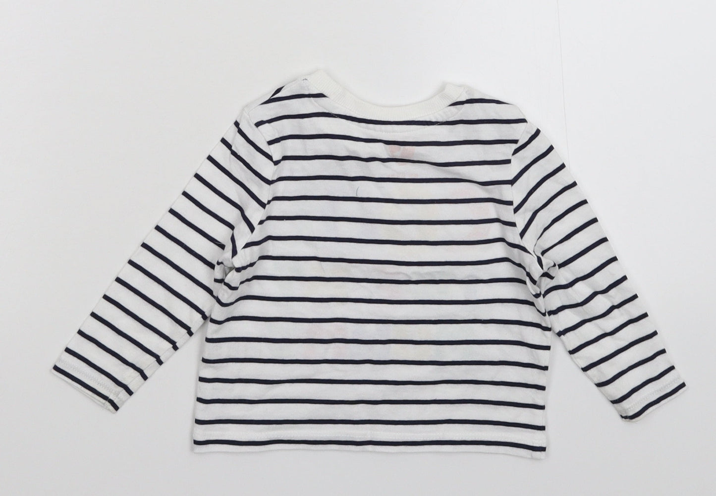 Very Baby White Striped  Basic T-Shirt Size 9-12 Months