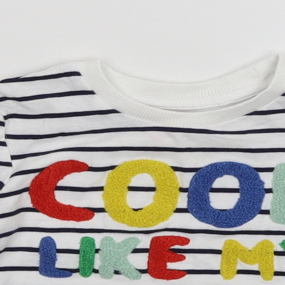 Very Baby White Striped  Basic T-Shirt Size 9-12 Months