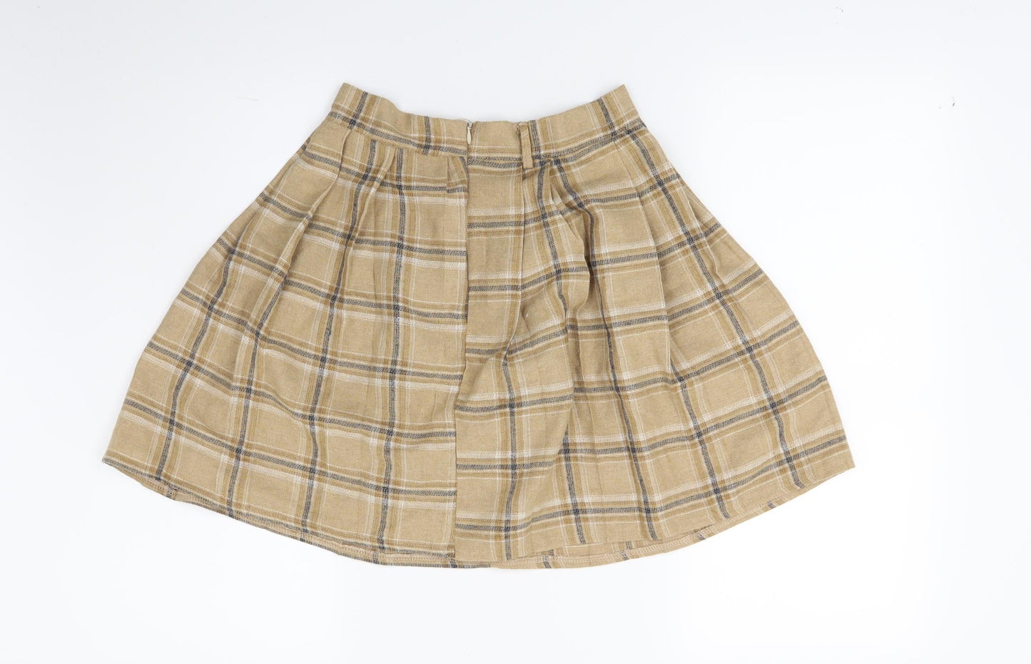 Preworn Womens Beige Check  Flare Skirt Size 26 in