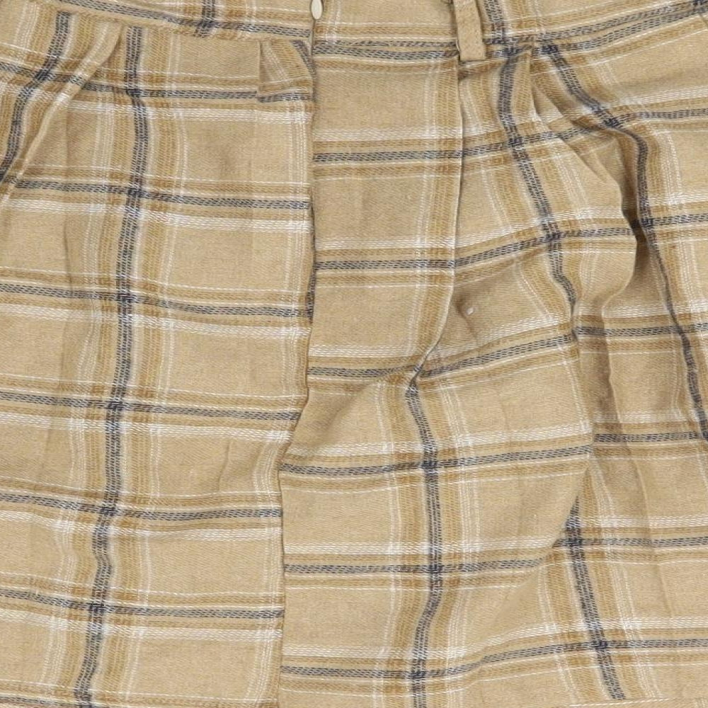 Preworn Womens Beige Check  Flare Skirt Size 26 in