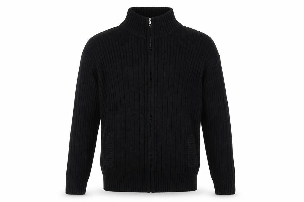 Cedarwood State Mens Black Knit Full Zip Jumper Size M