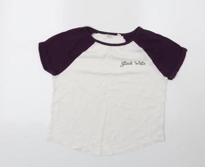 Preloved Jack Wills Womens White  Jersey Basic T-Shirt Size 8 - Front