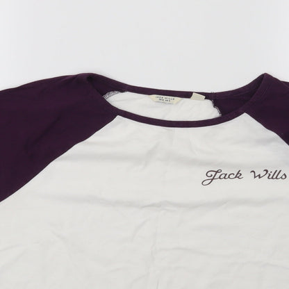 Preloved Jack Wills Womens White  Jersey Basic T-Shirt Size 8 - Detail