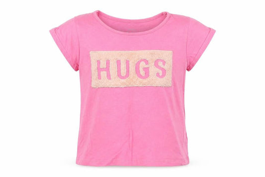 Pep&Co Girls Pink   Basic T-Shirt Size 5-6 Years  - Hugs