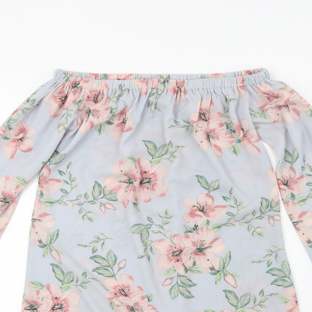 New Look Womens Blue Floral  A-Line  Size 8